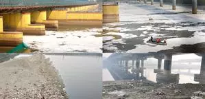 Toxic foam reappears on Yamuna after Chhath Puja Toxic foam reappears on Yamuna after Chhath Puja