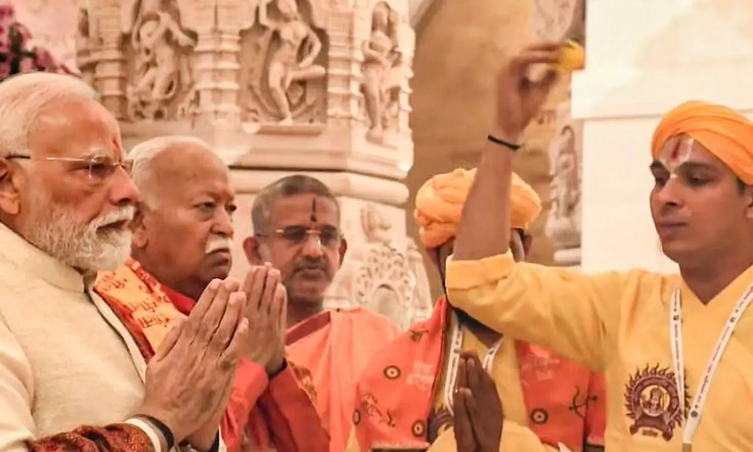 Marking completion of Ram temple construction, PM Modi hoists saffron flag