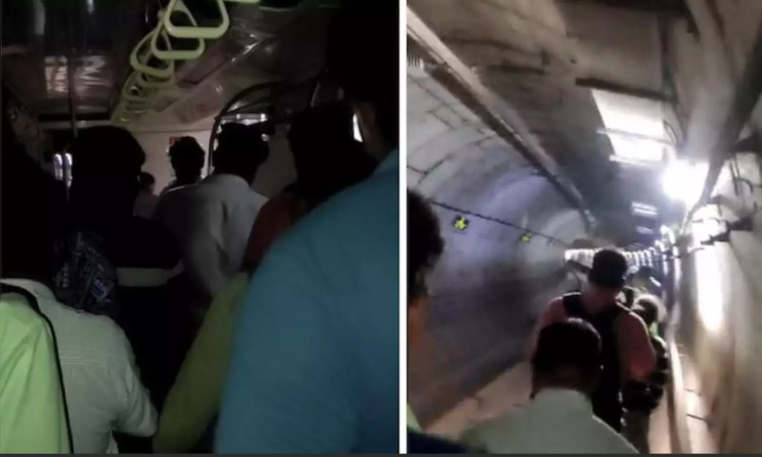 Chennai Metro Train stuck in subway, Commuters walk through tunnel