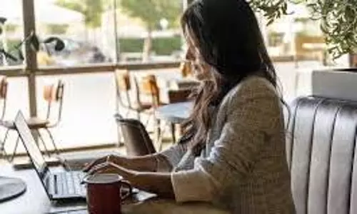 working from a cafe working from a cafe