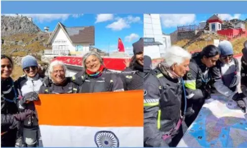 Elderly women bikers pull off high-altitude expedition to Nathula Pass