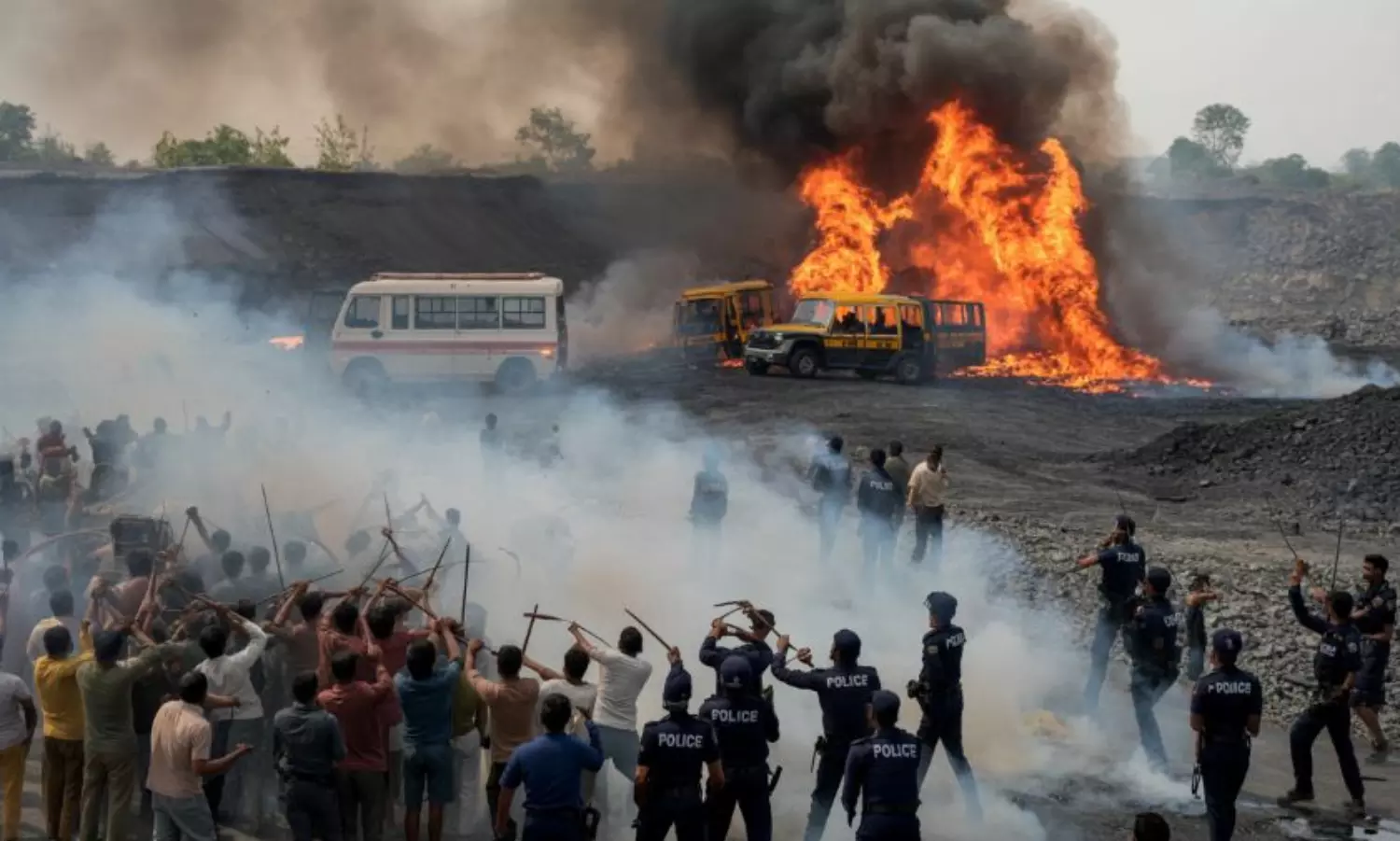 Protest in Chhattisgarh turns violent; vehicles torched, cops injured