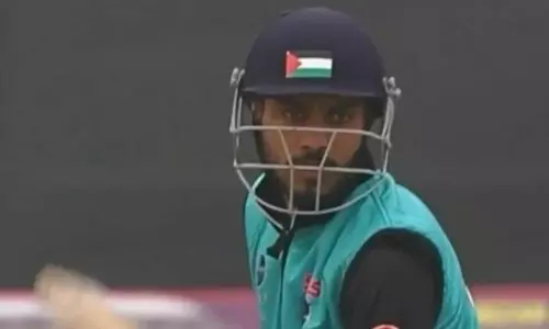 Palestine flag on helmet draws police probe against Kashmiri cricketer amid political reactions Palestine flag on helmet draws police probe against Kashmiri cricketer amid political reactions
