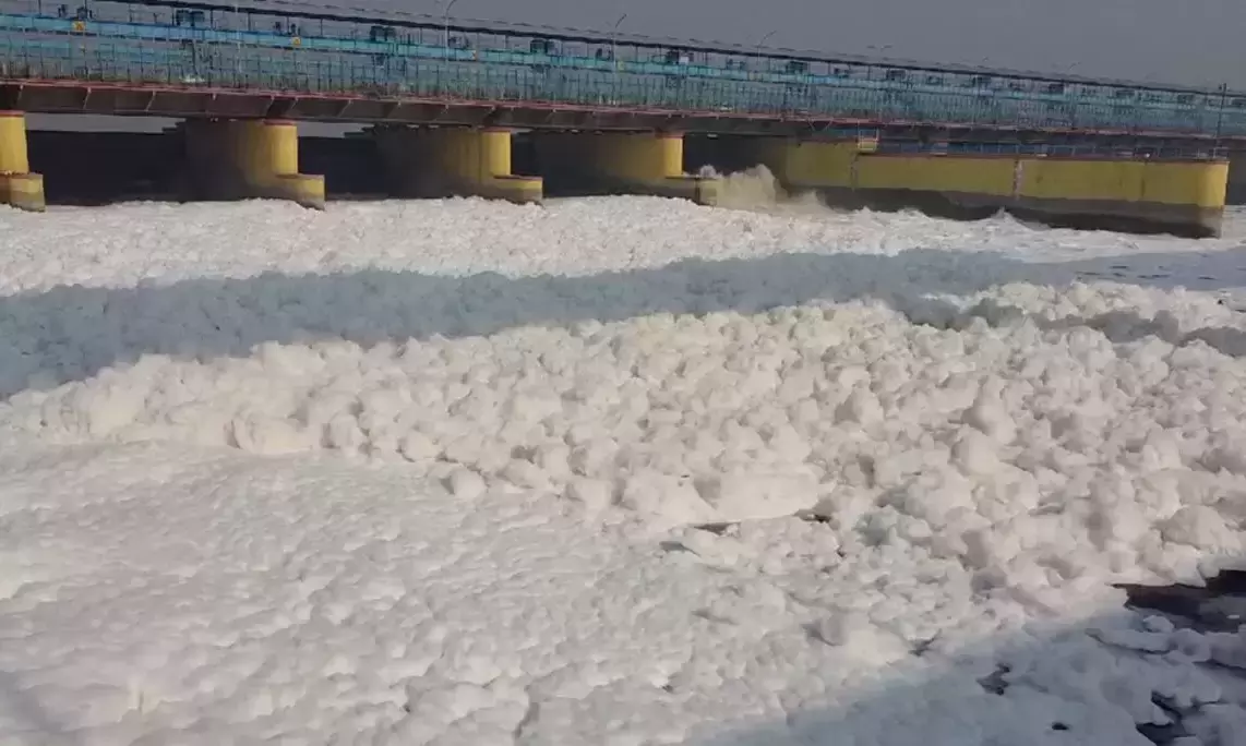 Delhi’s Yamuna sees return of toxic froth as pollution worsens