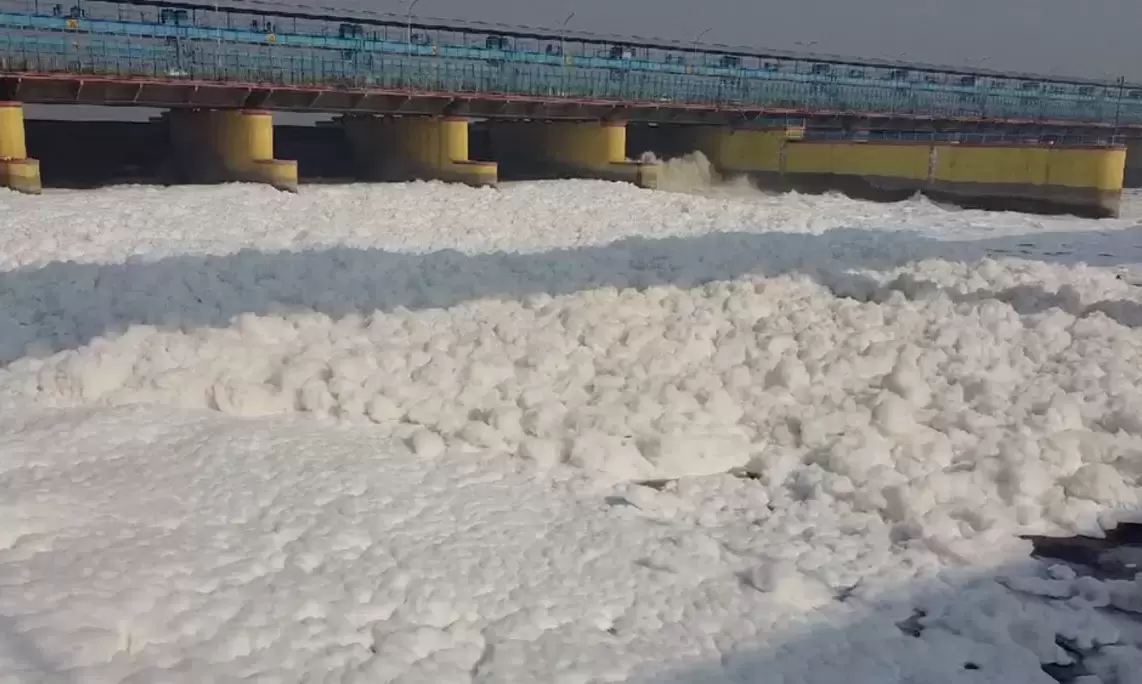 Delhi’s Yamuna sees return of toxic froth as pollution worsens