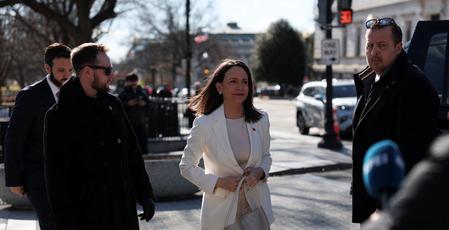 Venezuela's Machado presents her Nobel Peace Prize to Trump; he says ‘great honour’