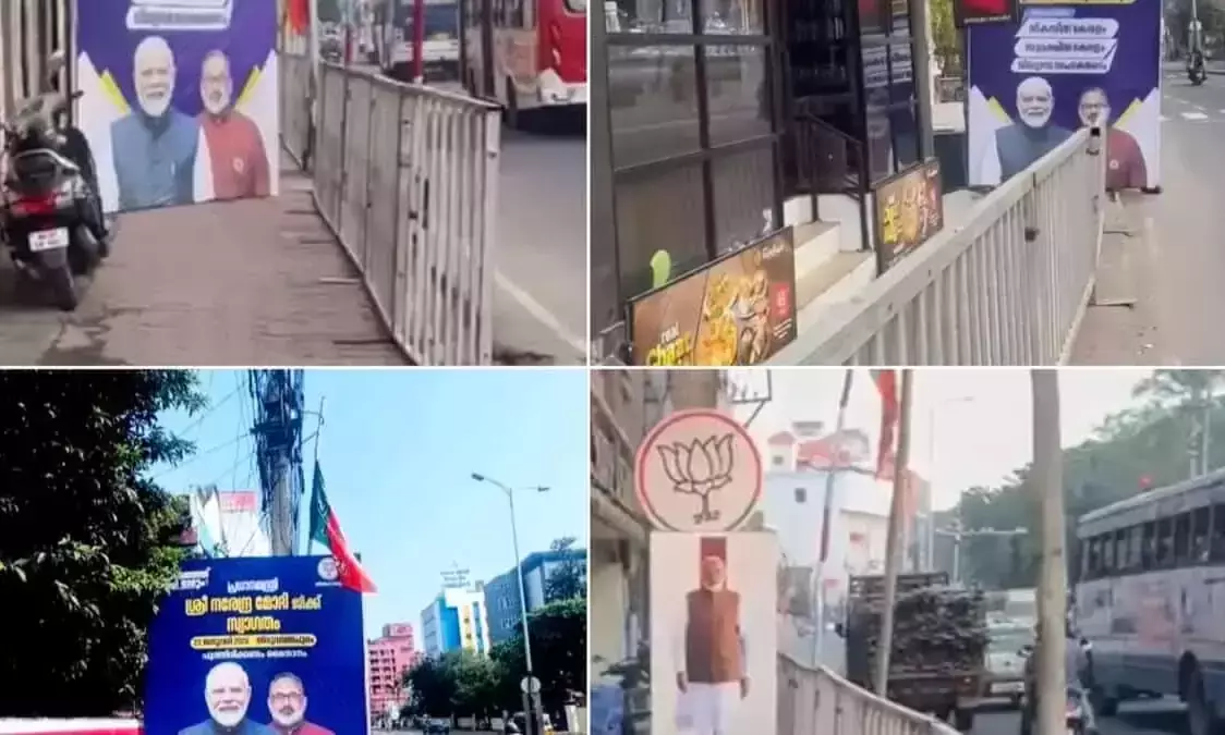 BJP-ruled Trivandrum civic body fines party over Modi flex boards BJP-ruled Trivandrum civic body fines party over Modi flex boards