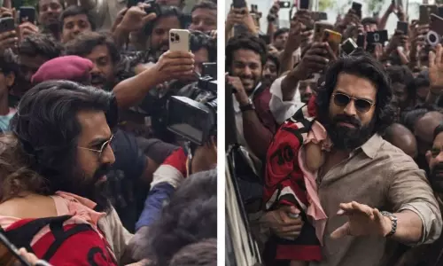 Actor Ram Charan, daughter mobbed in Hyderabad hospital Actor Ram Charan, daughter mobbed in Hyderabad hospital