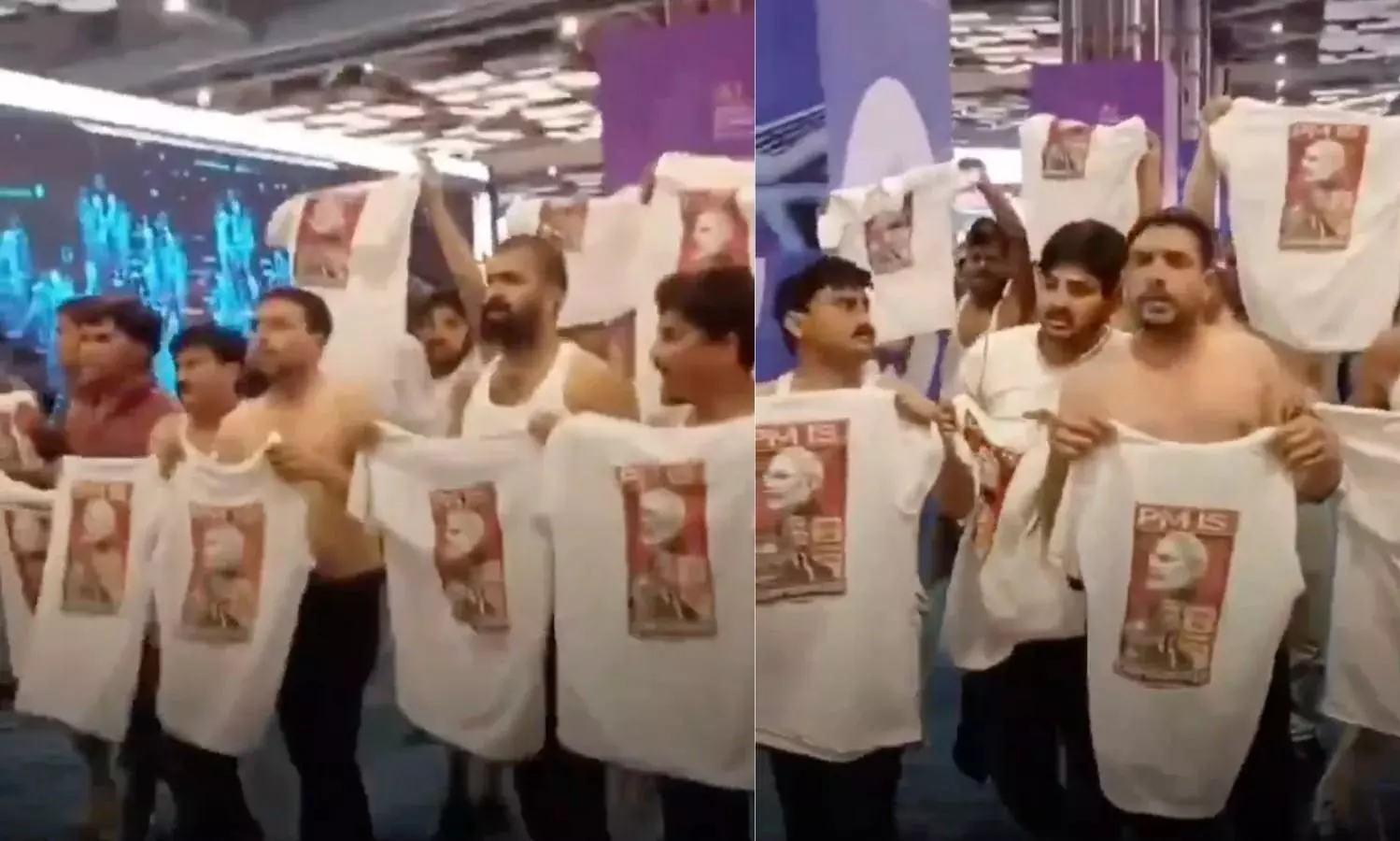 Youth Congress shirtless compromised PM protest at AI Summit sparks BJP outrage Youth Congress shirtless compromised PM protest at AI Summit sparks BJP outrage