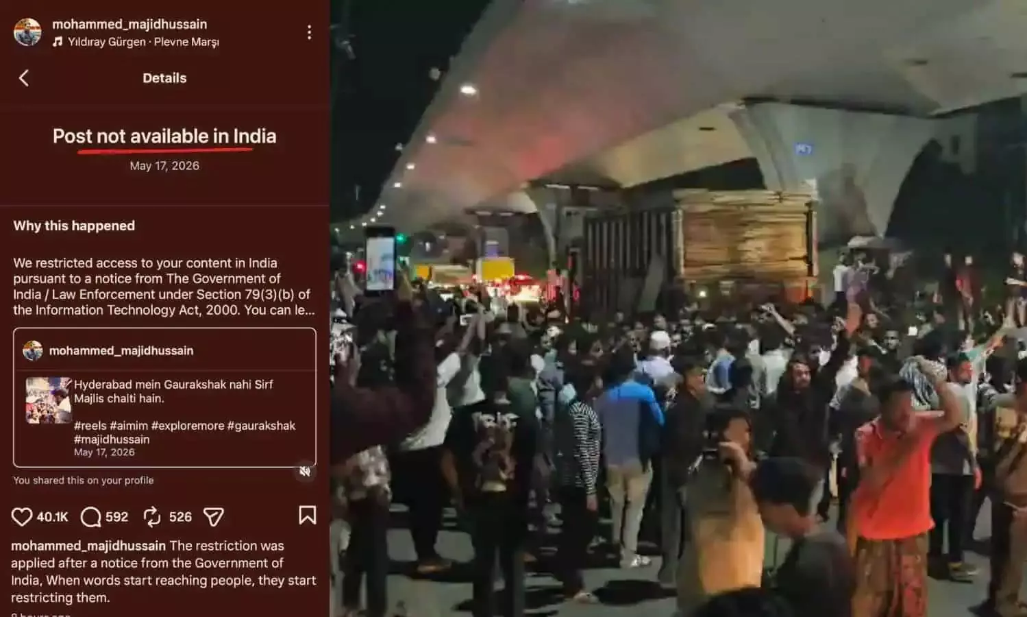 AIMIM MLA’s social media post on Hyderabad clash blocked in India AIMIM MLA’s social media post on Hyderabad clash blocked in India
