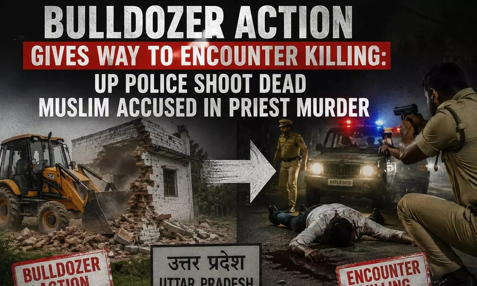Bulldozer action gives way to encounter killing: UP police shoot dead Muslim accused in priest murder Bulldozer action gives way to encounter killing: UP police shoot dead Muslim accused in priest murder