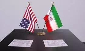 US Iran flags US Iran flags