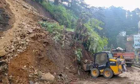 Massive landslide near Sanjauli College threatens houses in Shimla Massive landslide near Sanjauli College threatens houses in Shimla