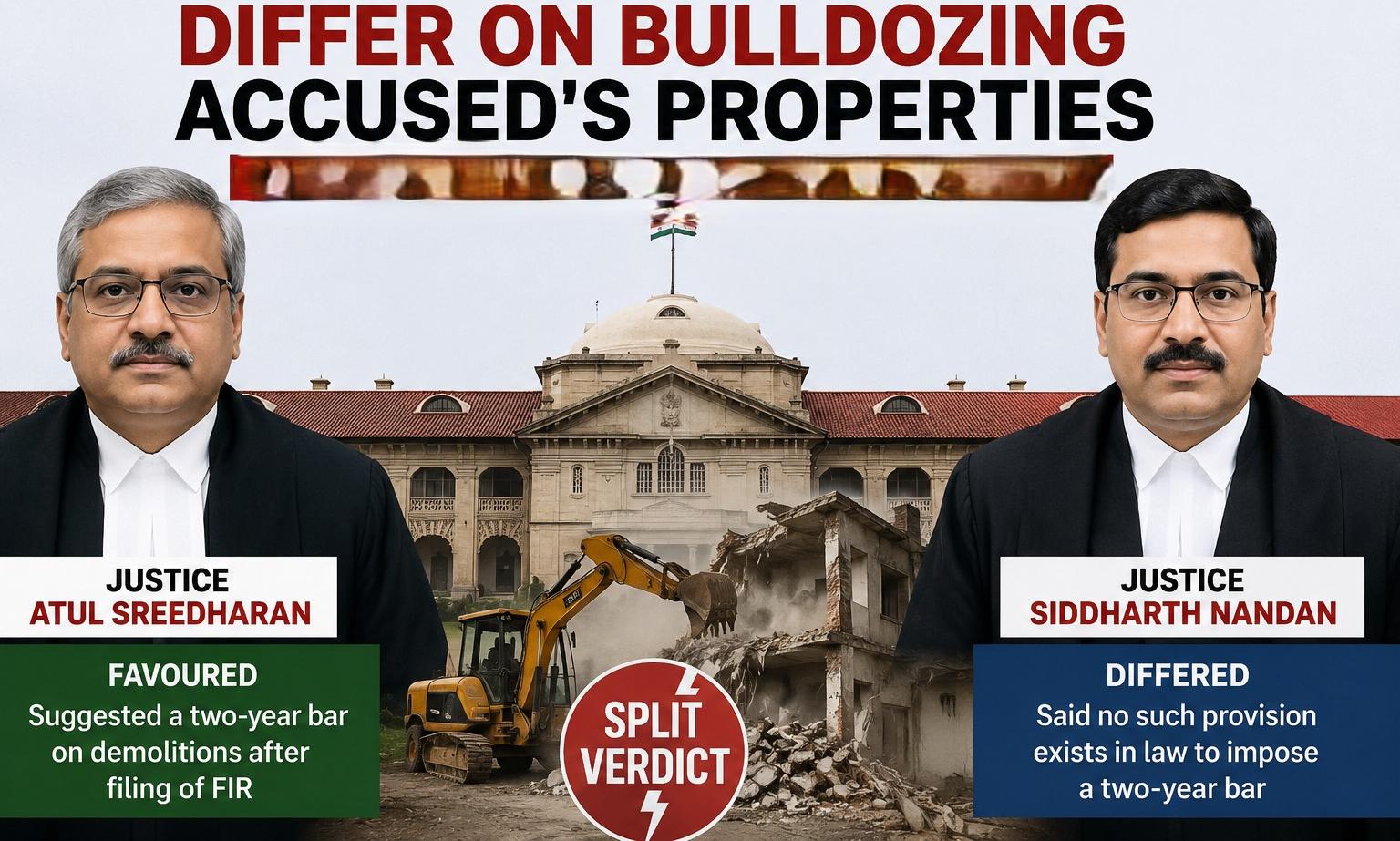 Allahabad HC judges differ on bulldozing accused's properties