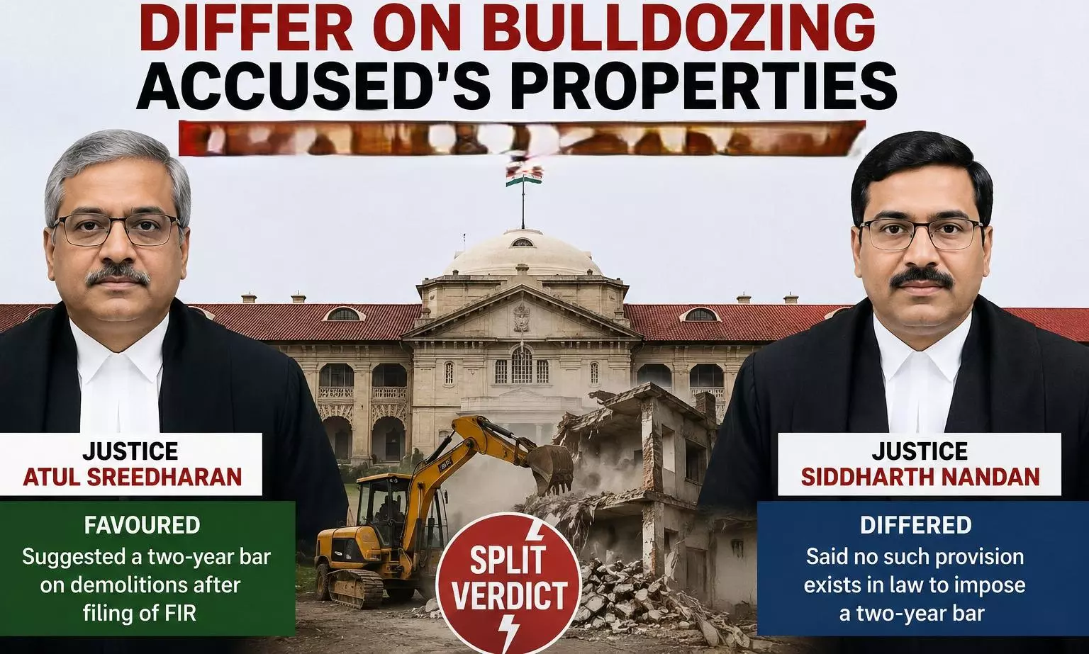 Allahabad HC judges differ on bulldozing accuseds properties Allahabad HC judges differ on bulldozing accuseds properties