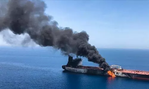 Oil tanker hits naval mine, explodes in Strait of Hormuz: Report Oil tanker hits naval mine, explodes in Strait of Hormuz: Report