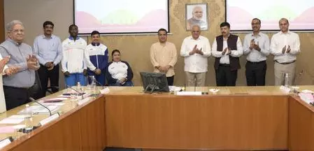 Gujarat CM Patel receives CWG flag for Ahmedabad 2030 Gujarat CM Patel receives CWG flag for Ahmedabad 2030