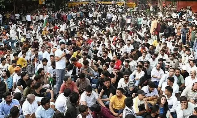 Around 300 protest against caste-based reservation at Delhi’s Connaught Place Around 300 protest against caste-based reservation at Delhi’s Connaught Place
