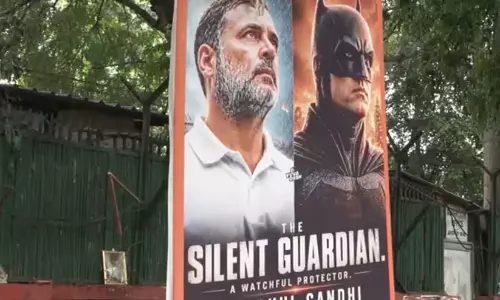 ‘Real-life Batman’: posters hail Rahul Gandhi outside Congress office ‘Real-life Batman’: posters hail Rahul Gandhi outside Congress office