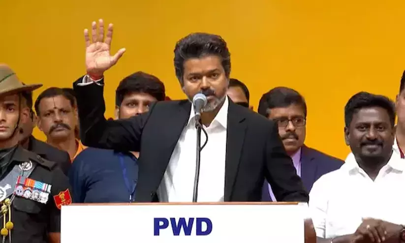 Vijay unveils free LPG cylinder scheme for women-led households Vijay unveils free LPG cylinder scheme for women-led households