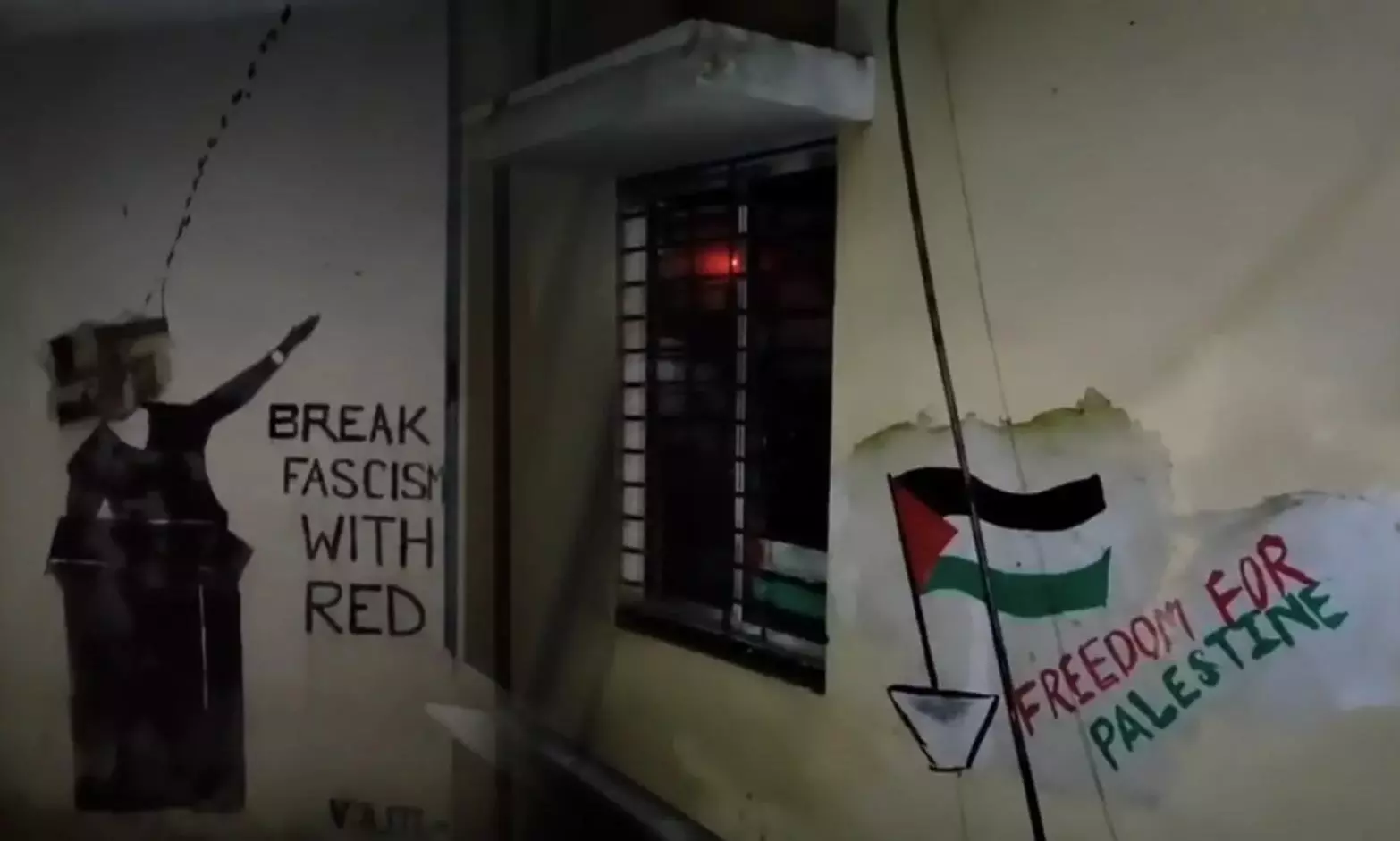 Adhikari calls ‘Free Palestine’, ‘Break Fascism with Red’ graffiti at Jadavpur University anti-national, seeks action Adhikari calls ‘Free Palestine’, ‘Break Fascism with Red’ graffiti at Jadavpur University anti-national, seeks action