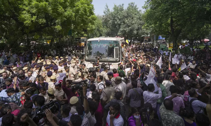 Police tell media to keep distance from anti-Gyanesh Kumar protesters Police tell media to keep distance from anti-Gyanesh Kumar protesters